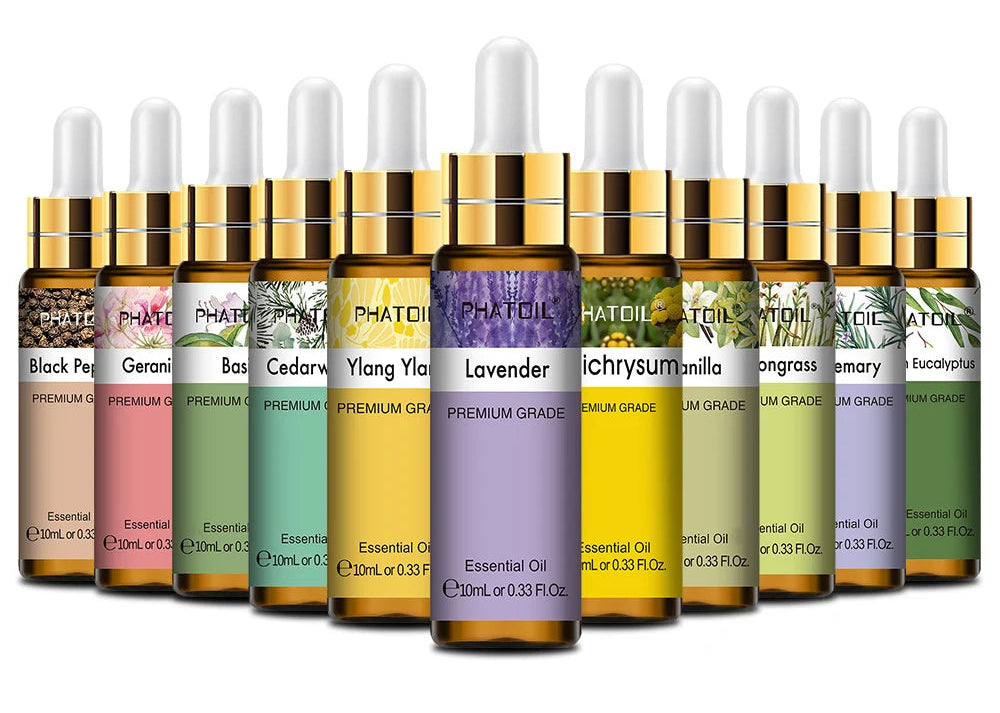 10ML with Dropper Lavender Eucalyptus Vanilla Pure Natural Essential Oils Rose Jasmine Ylang Ylang Diffuser Aroma Oil